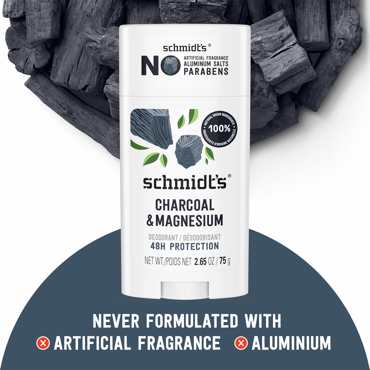 Schmidt's Aluminum-Free Vegan Deodorant Charcoal & Magnesium with 24 Hour Odor Protection, for Women and Men, Natural Ingredients, Cruelty-Free, 2.65 oz - Image 6