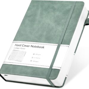 CAGIE Lined Journal Notebook for Women Men 320 Pages 100 Gsm Paper Thick Journaling Notebooks A5 Leather Journals for Writing Hardcover Journal Supplies for Work Note Taking Diary, 5.7×8.3 In, Green