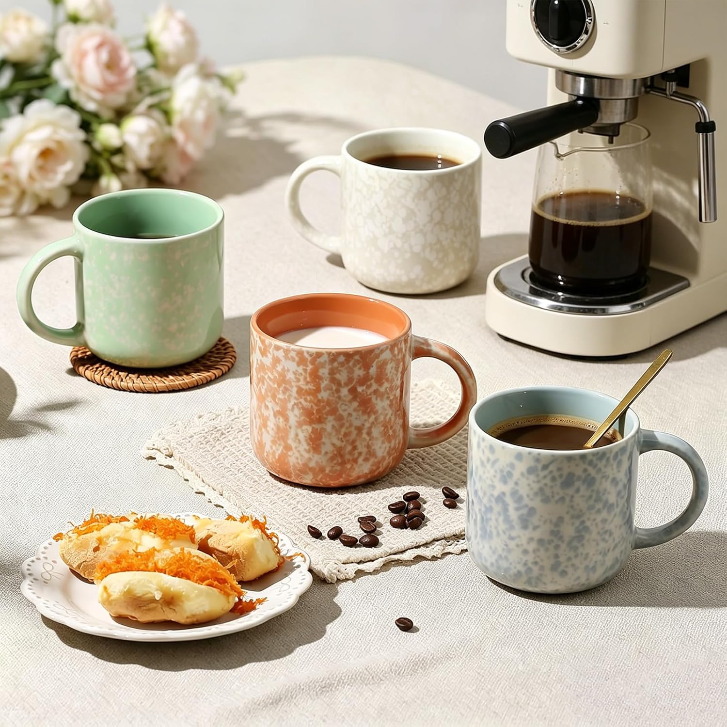 MONITO 12 OZ Coffee Mugs Set of 4, Modern Ceramic Coffee Mugs Set with handle for Tea/Latte/Cappuccino/Milk/Cocoa. - Image 3