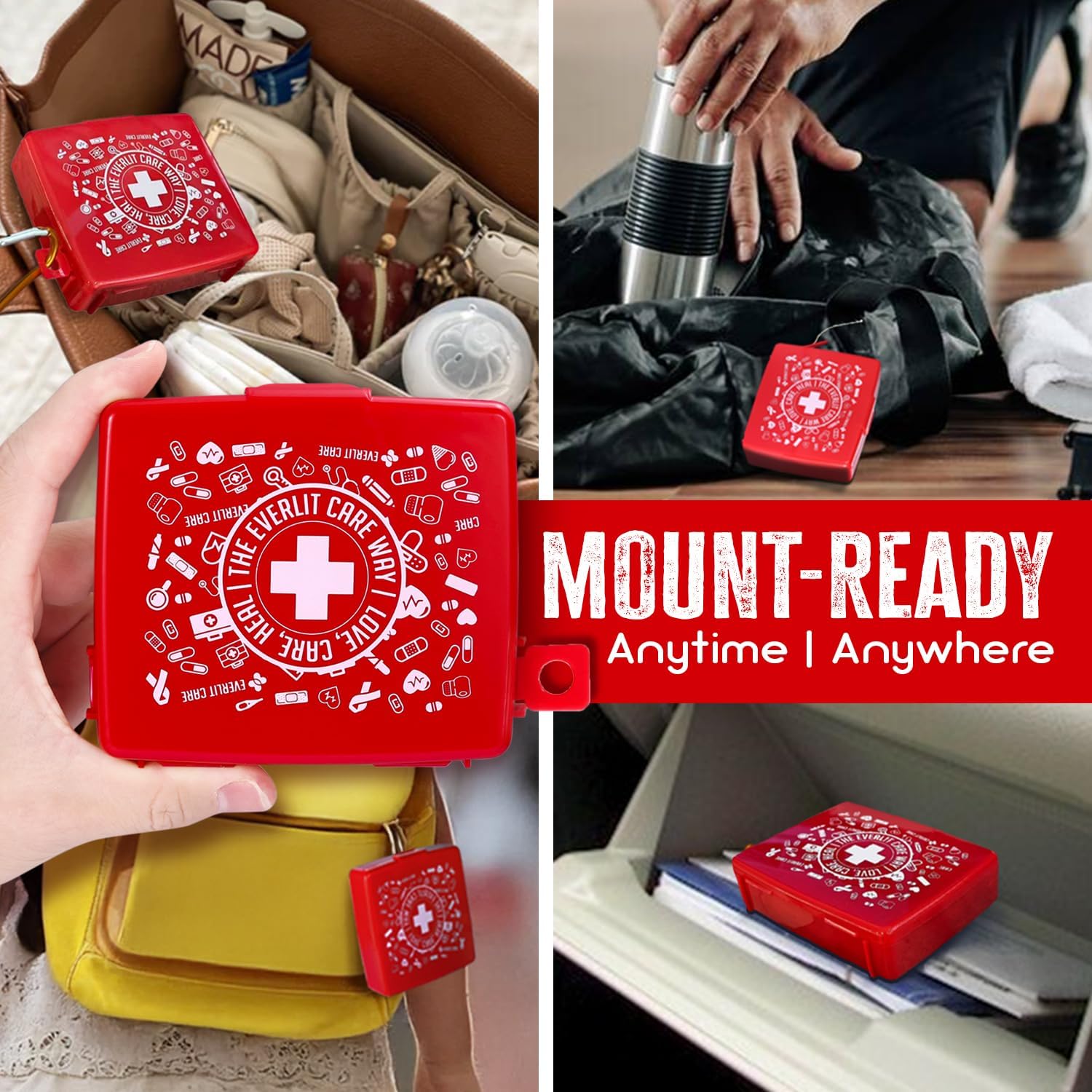 EVERLIT Pocket-Aid Mini First Aid Kit | Compact, Portable Hard-Shell Cases of 50 Items | Cuts, Scrapes, Wound Care Essentials for Travel, Outdoor, School, Camping, Home, Office (12 Packs | 600 Pcs) - Image 4