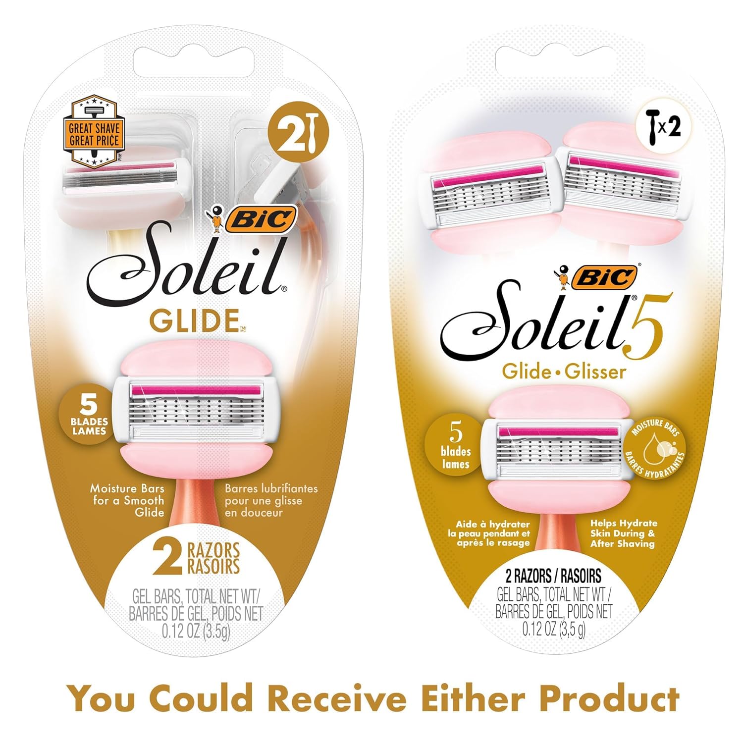 BIC Soleil 5 Glide Women's Disposable 5-Blade Razors, Smooth Glide With Shea Butter Moisture Bars, 2-Pack - Image 9