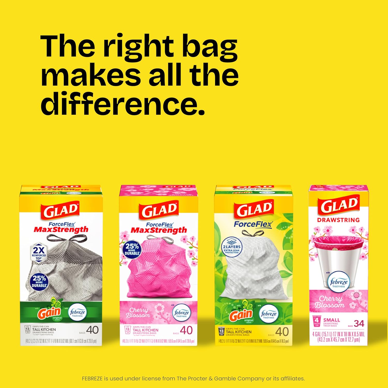 Glad ForceFlex Tall Kitchen Trash Bags, 13 Gallon, Gain Lavender, 140 Count (Package May Vary) - Image 11