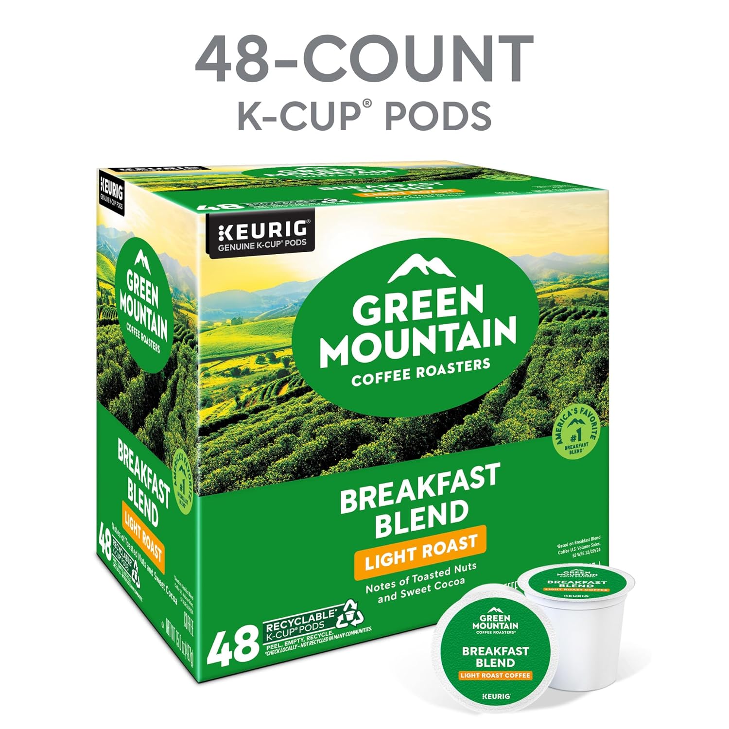 Green Mountain Coffee Roasters Breakfast Blend Single-Serve Keurig K-Cup Pods, Light Roast Coffee, 48 Count - Image 4