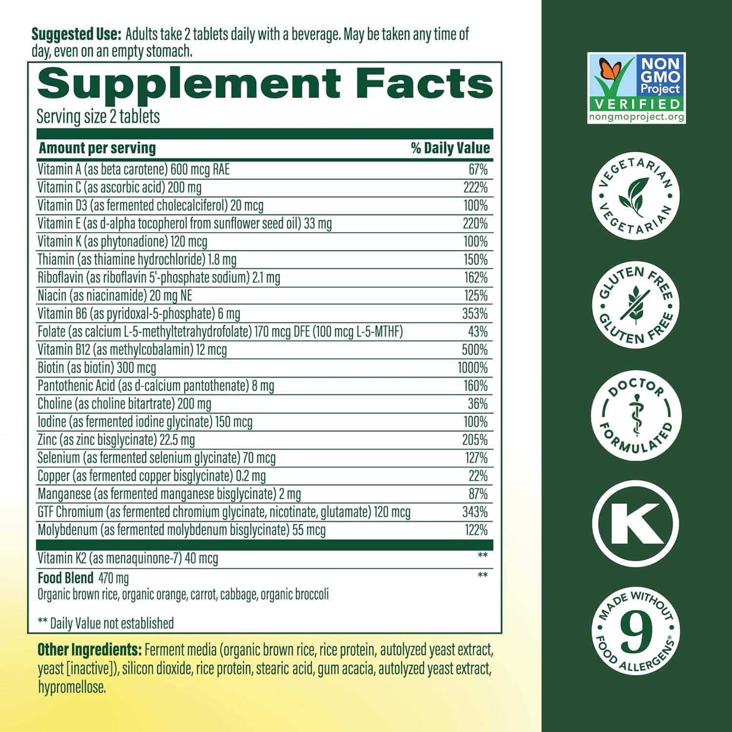 MegaFood Men's Advanced Multivitamin for Men - Doctor -Formulated - Choline, Vitamin B12, Vitamin D, Vitamin C & Zinc - Brain Health & Immune Support - Non-GMO - Vegetarian - 60 Tabs (30 Servings) - Image 4