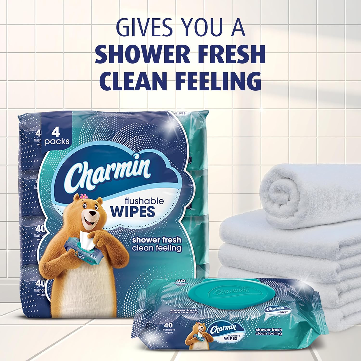 Charmin Flushable Wipes, 160 Total Wipes (4 Packs of 40) - Image 4
