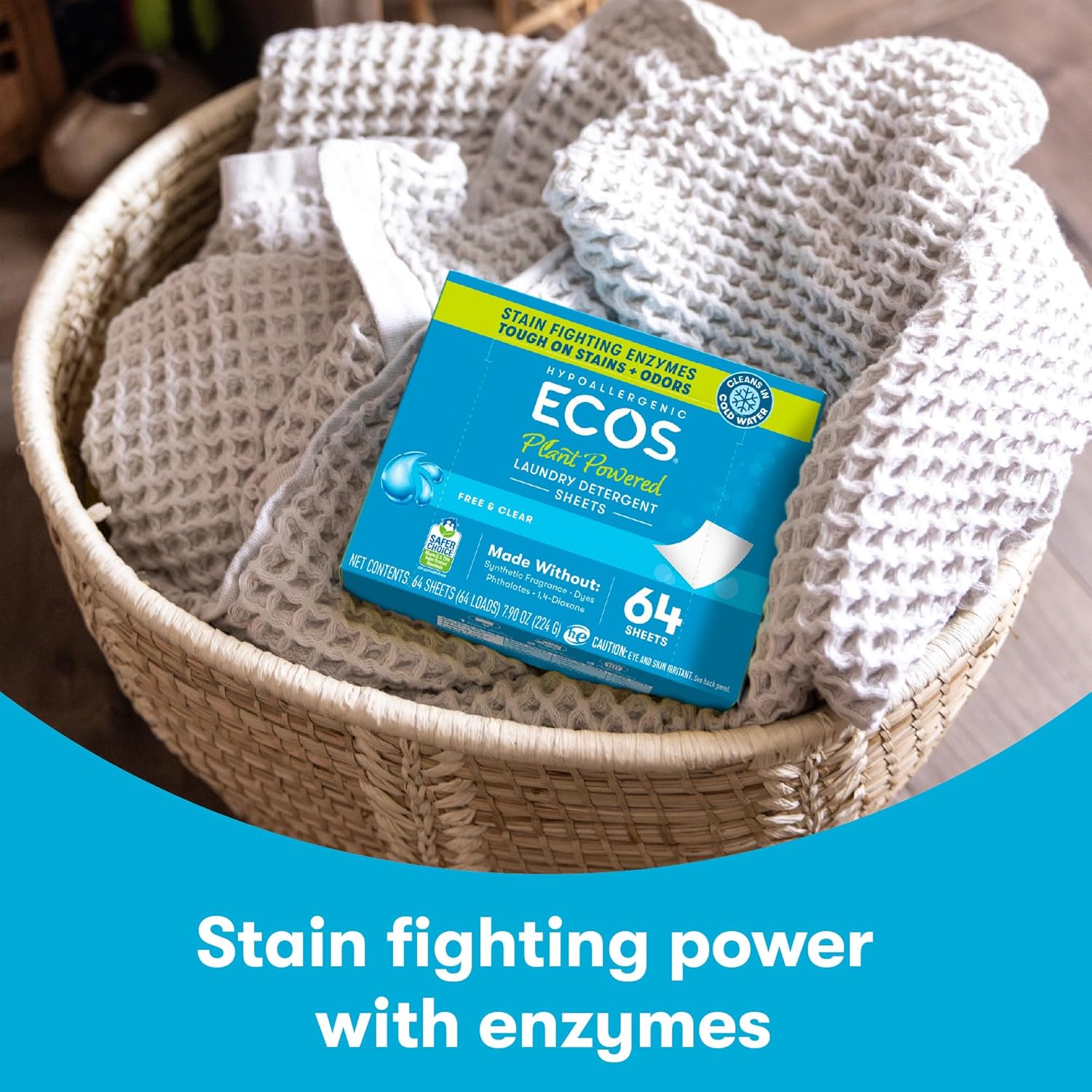 ECOS Laundry Detergent Sheets Vegan, No Plastic Jug, No Mess, Liquid Free - Hypoallergenic, Plant Powered Laundry Detergent Sheet - Magnolia & Lily - 64 Count (Pack of 1) - Image 5