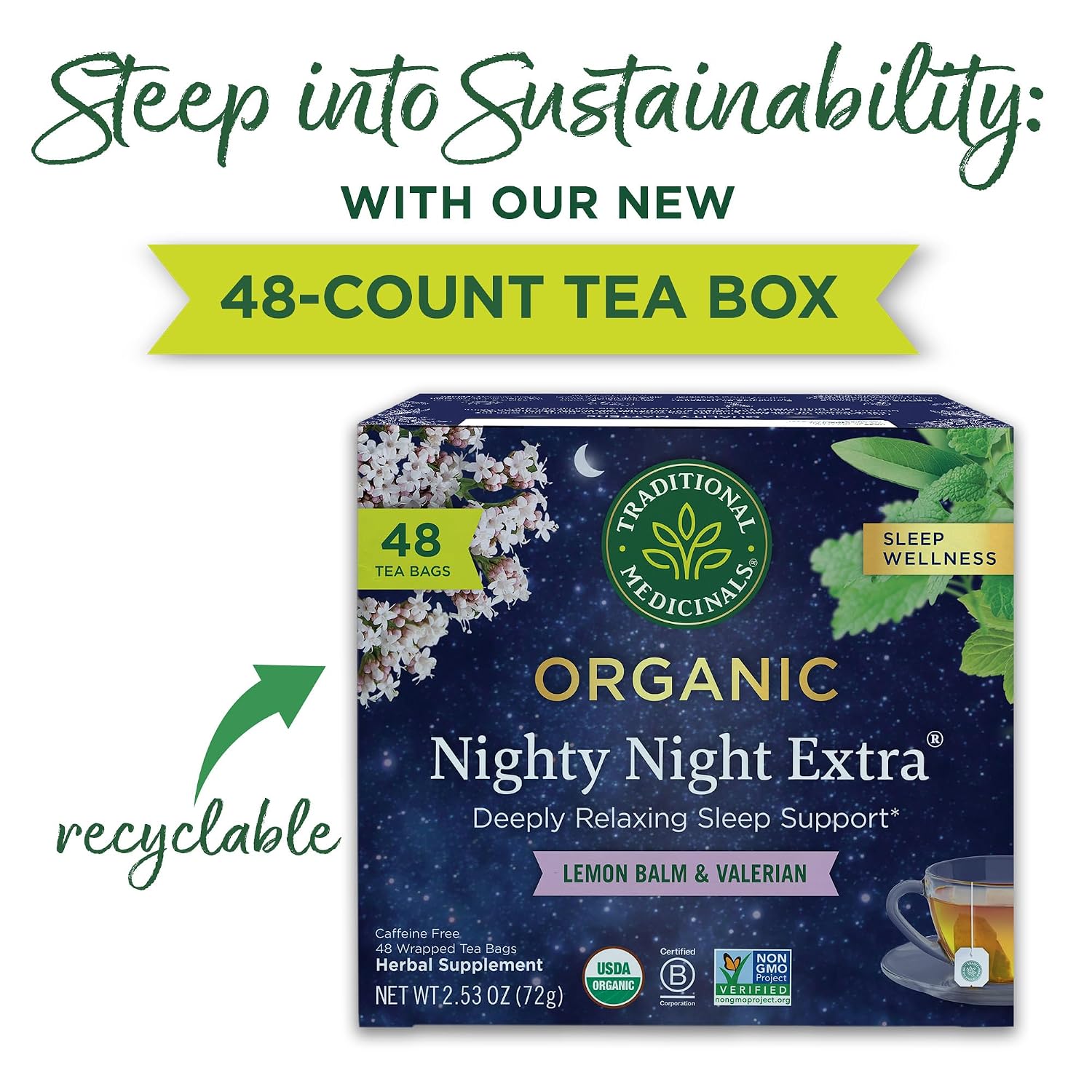 Traditional Medicinals Organic Nighty Night Extra Tea With Valerian Root for Relaxation, 48 Tea Bags - Image 4