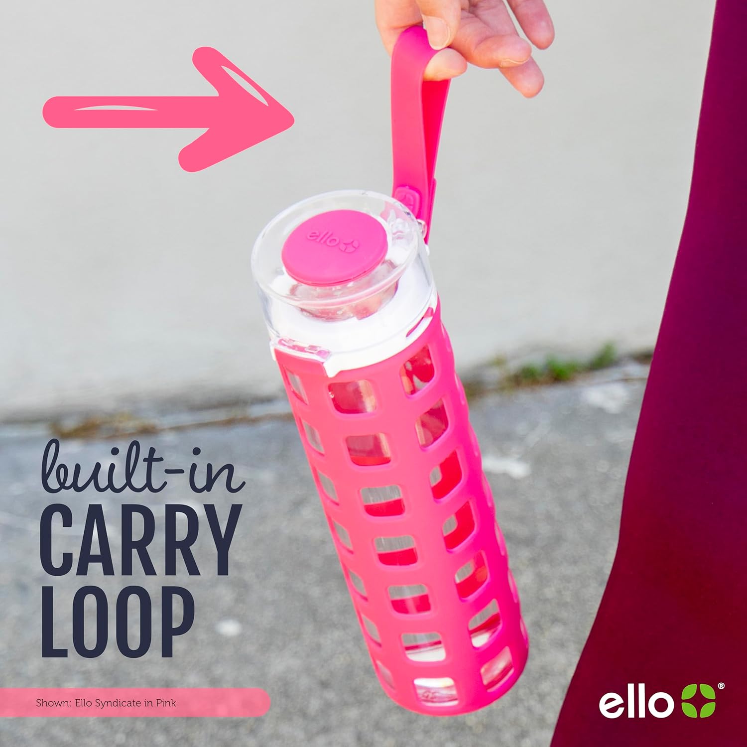Ello Syndicate 20oz Reusable Glass Water Bottle with One-Touch Leak Proof Flip Lid and Protective Non-Slip Silicone Sleeve and Carry Loop for Coffee, Tea and Water, BPA-free, Dishwasher Safe, Mint - Image 5