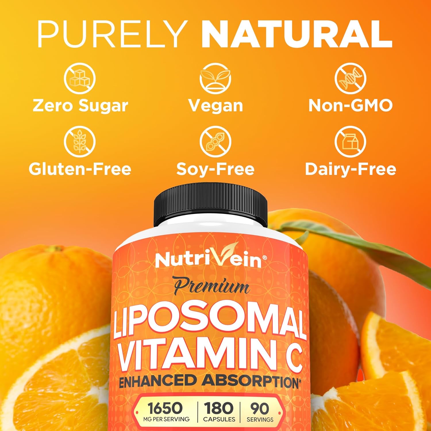 Nutrivein Premium Liposomal Vitamin C Supplement 1650mg - 180 Caps: High-Absorption High Dose Vitamin C Capsules for Whole-Body Defenses & Overall Well-Being - Image 7