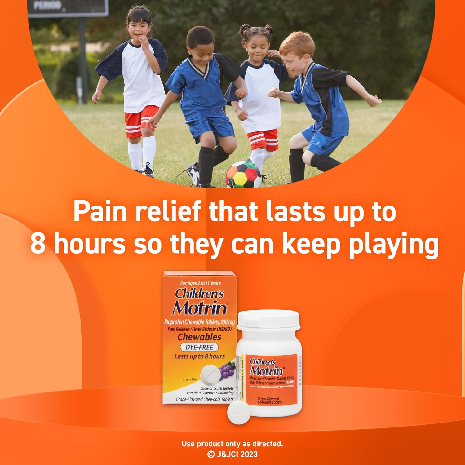 Motrin Children's Dye-Free Chewable Tablets with Ibuprofen, Kids' Fever Reducer & Pain Reliever for Sore Throat, Fever, Toothache & Pain Relief, Grape Flavor, 24 Ct - Image 5