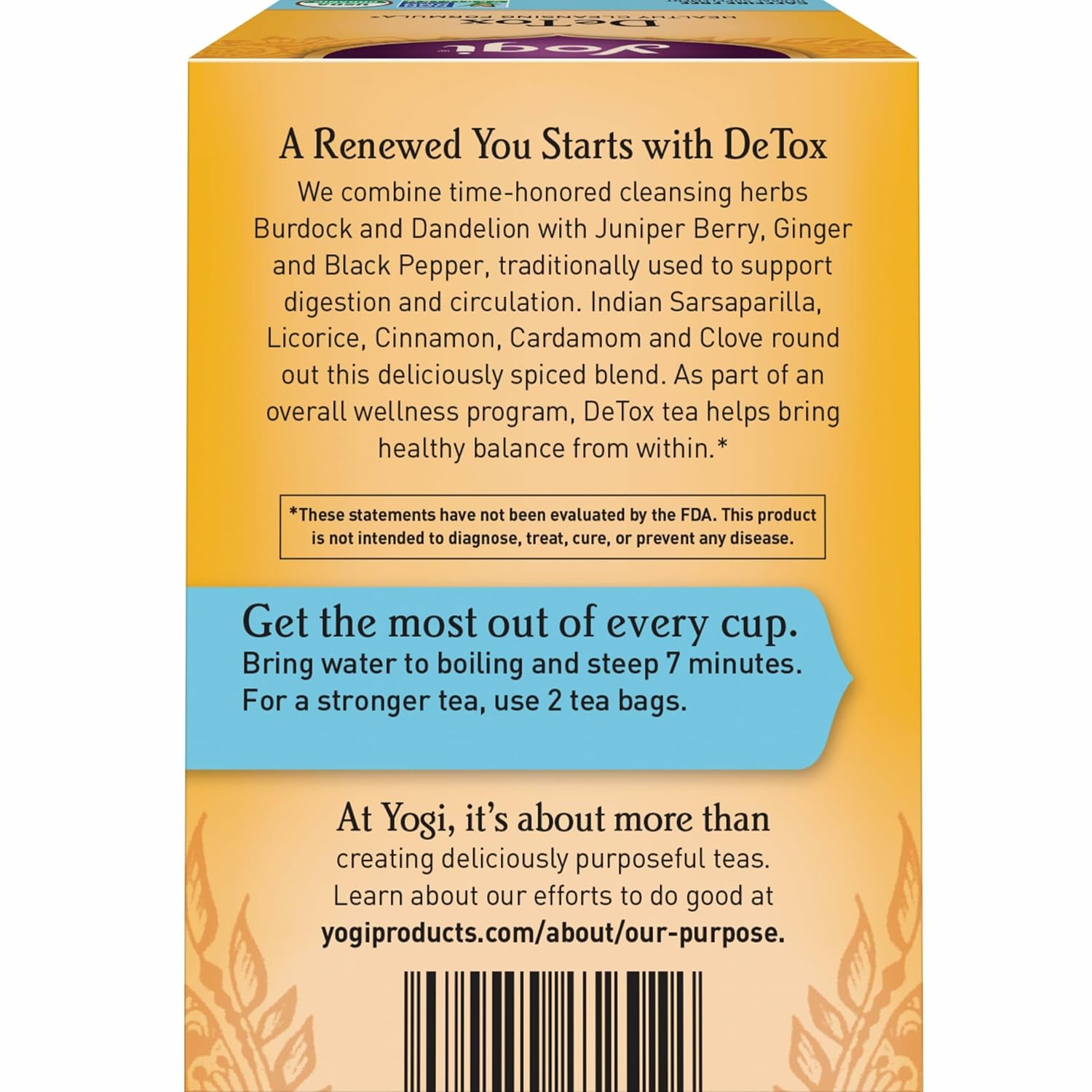 Yogi Tea DeTox Tea - 16 Tea Bags per Pack (6 Packs) - Organic Detox Tea for Digestive & Circulation Support - Includes Burdock, Dandelion, Ginger Root, Black Pepper, Cardamom & Juniper Berry - Image 4
