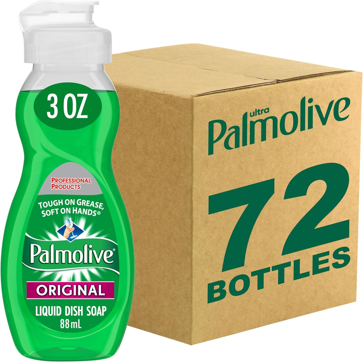 PALMOLIVE Dishwashing Liquid, Travel Dish Soap, Original Scent, Green, 3 Fluid Ounce Bottle (Case of 72) - Total of 216 Fluid Ounces - Dishwashing Liquid - Kitchen Soap & Cleaning Supplies - Image 2