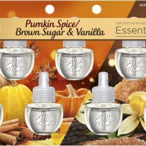 Air Wick Plug in Scented Oil Refill, 7ct, Pumpkin + Brown Sugar Mixed Pack, Fall Scent, Essential Oils, Air Freshener