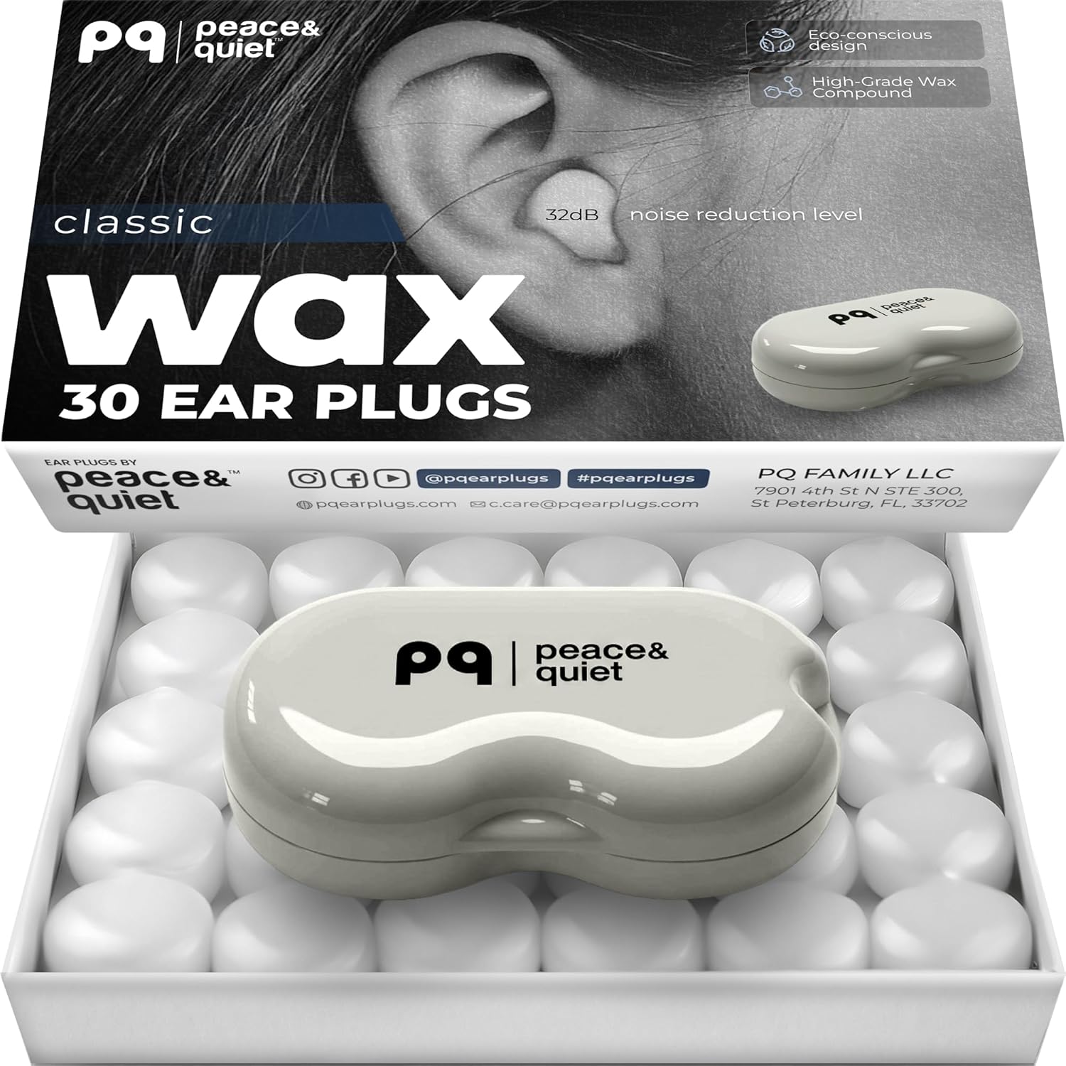 Peace&Quiet PQ Wax Ear Plugs for Sleeping - 30 Silicone Wax Earplugs for Sleeping and Swimming, Gel Ear Plugs for Noise Cancelling, Sound Blocking Level of 32 Db (30 Pillows), Color: White - Image 2