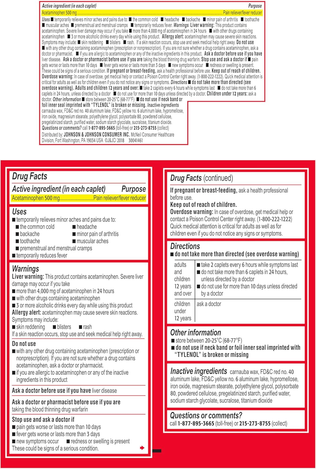 Tylenol Extra Strength Pain Reliever & Fever Reducer, Round Coated Tablets, 500 mg Acetaminophen Pain Relief Pills for Headache, Toothache & Minor Arthritis Pain, 100 ct - Image 8