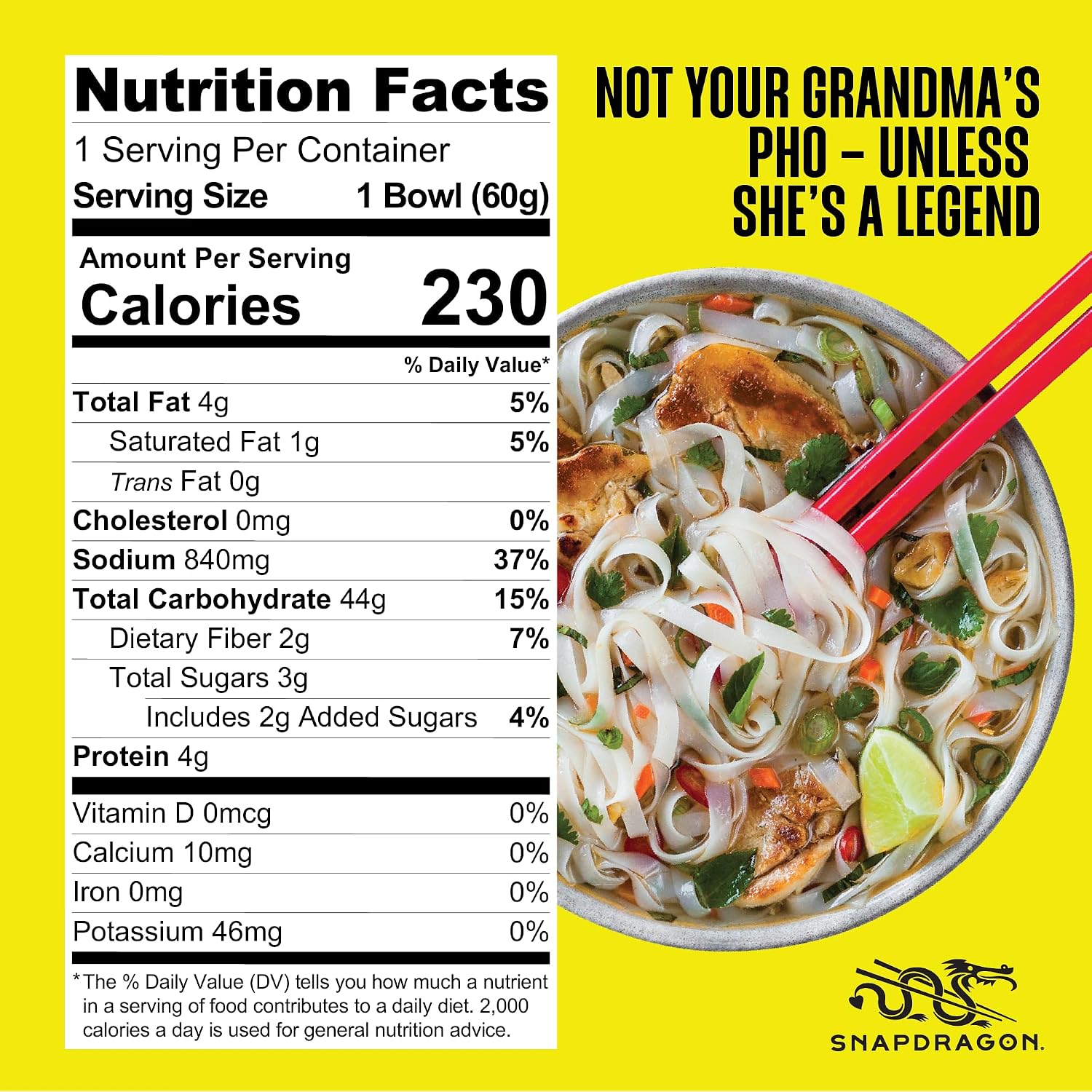 Snapdragon Chicken Pho Instant Noodle Bowl Six Pack, Rich Chicken Flavored Broth with Rice Noodles, Gluten Free, No Artificial Flavors, 6 2.1oz Bowls - Image 3