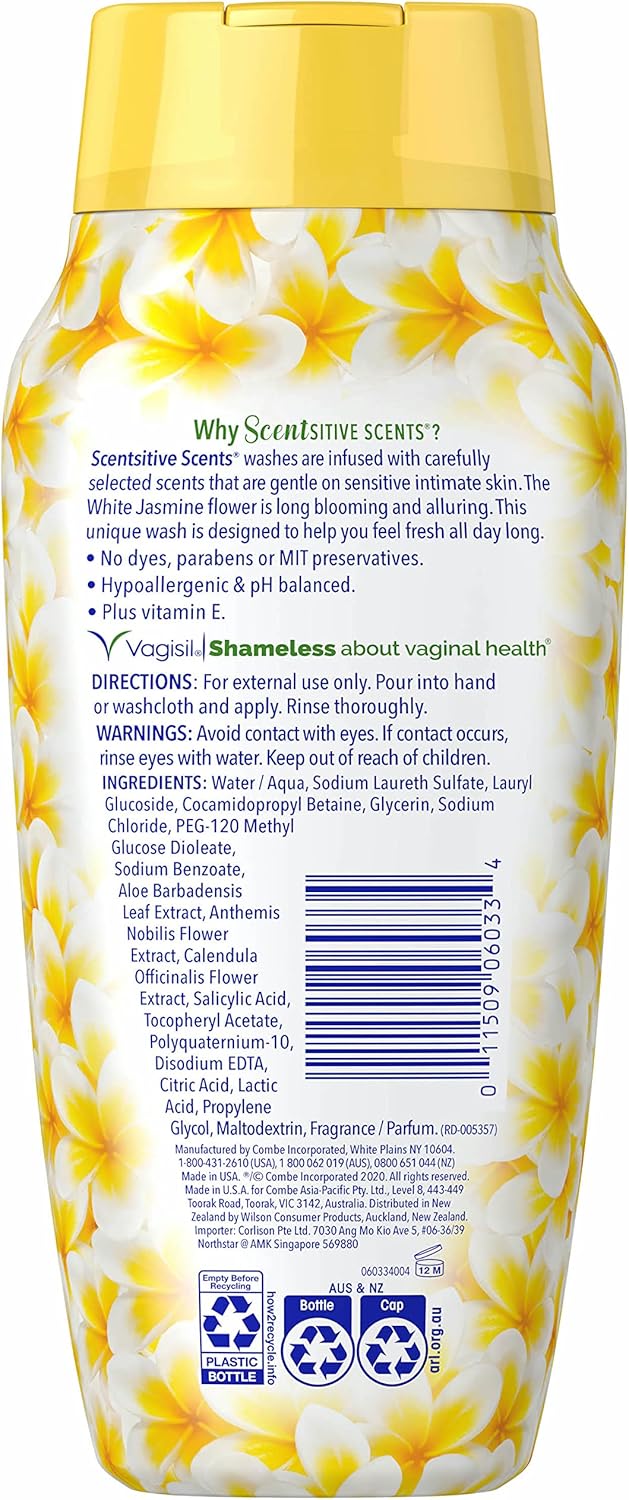 Vagisil Feminine Wash for Intimate Area Hygiene, Scentsitive Scents, pH Balanced and Gynecologist Tested, White Jasmine, 12 oz (Pack of 1) - Image 6