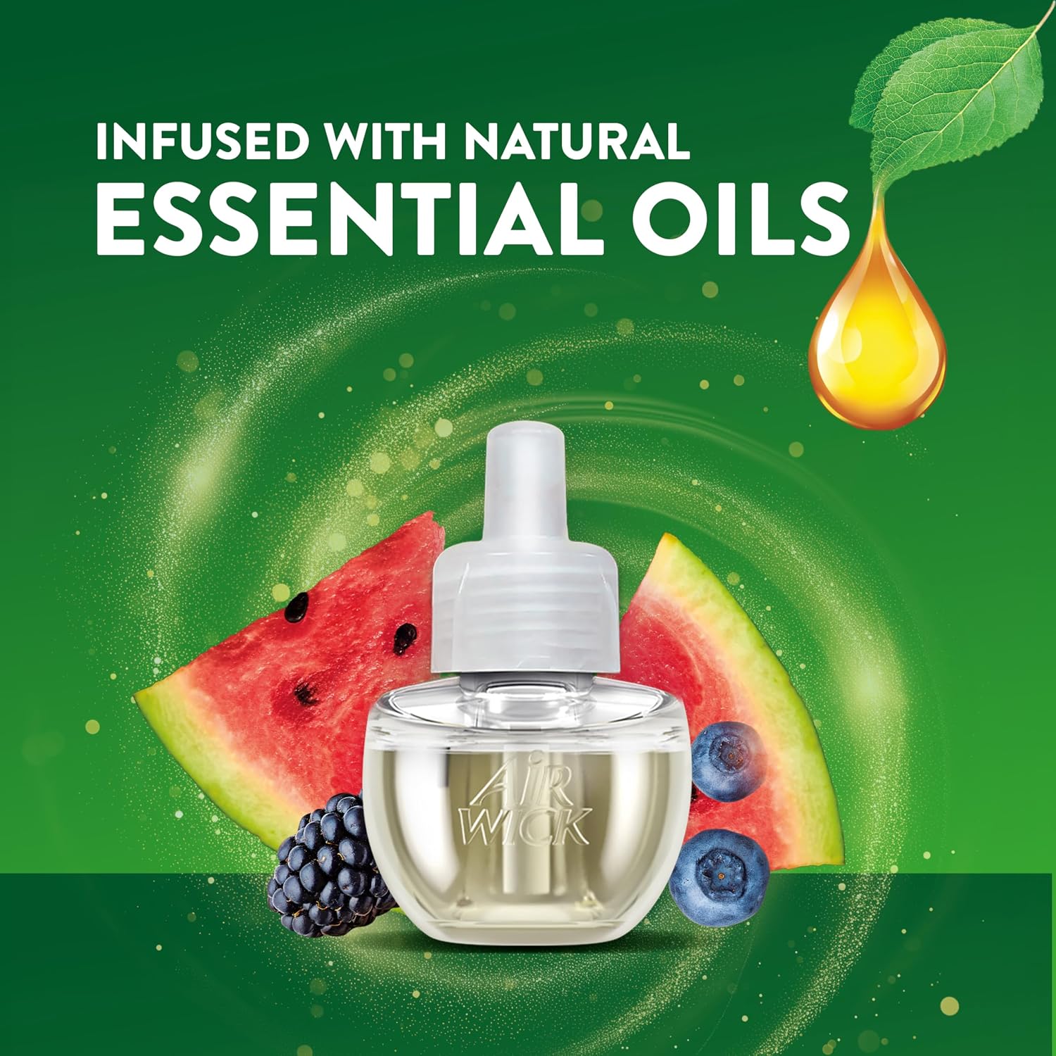 Air Wick Plug-In Scented Oil Refills, 4 Count, Fresh Watermelon & Berries, Air Freshener, Essential Oils - Image 3