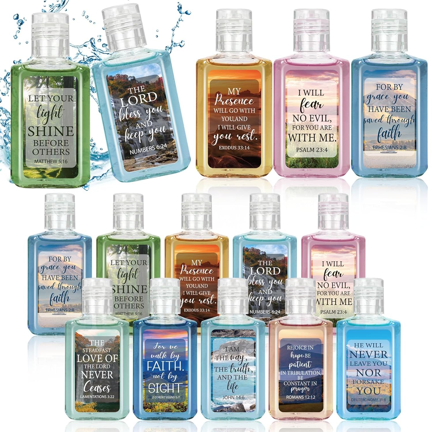 50 Pcs Christian Mini Hand Sanitizer Bulk Bible Verse Hand Sanitizer Religious Inspirational Favors 1fl oz Travel Size Hand Soap Gift for Pastor Church Prayer Christian Mother Party(Landscape) - Image 2