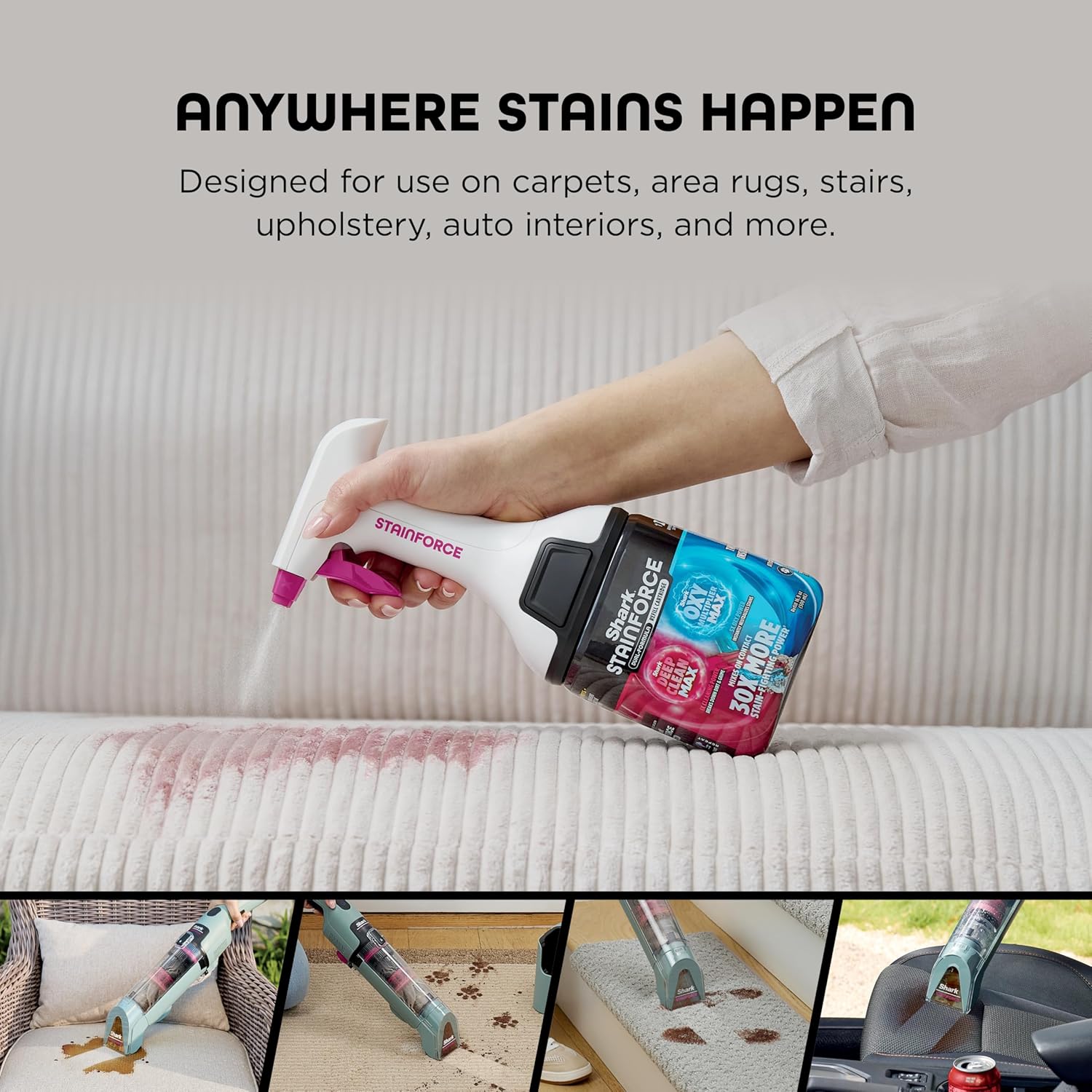 Shark StainForce Dual-Formula Refill Cartridge, Value 2-pack, Stain & Odor Remover for Shark StainForce Portable Stain Cleaner, for Carpet, Area Rug, Upholstery, Cars, 2x 16.9oz, BNDHXCM500 - Image 4