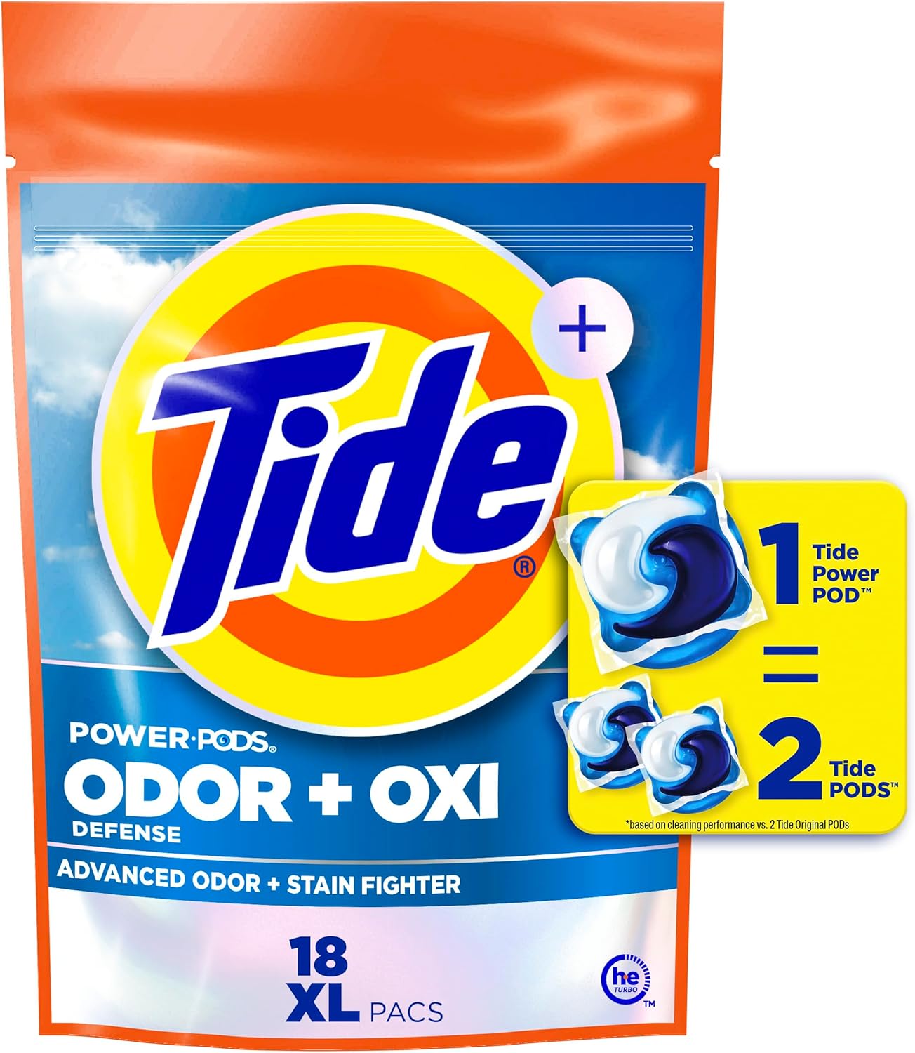 Tide Odor Defense + Oxi Laundry Detergent Pacs, Original Scent, 18 Count, Advanced Odor + Stain Fighter, laudry soap washing detergent pacs - Image 2