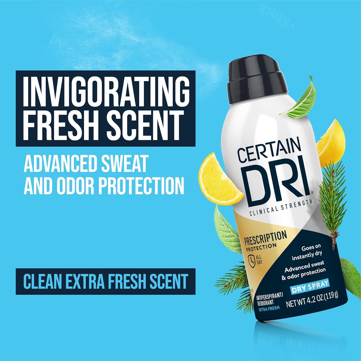Certain Dri Prescription-Strength Clinical Antiperspirant Dry Spray - 72-Hour Sweat & Odor Protection for Excessive Sweating & Hyperhidrosis - Extra-Fresh Scent for Men & Women - 4.2 oz - Image 3