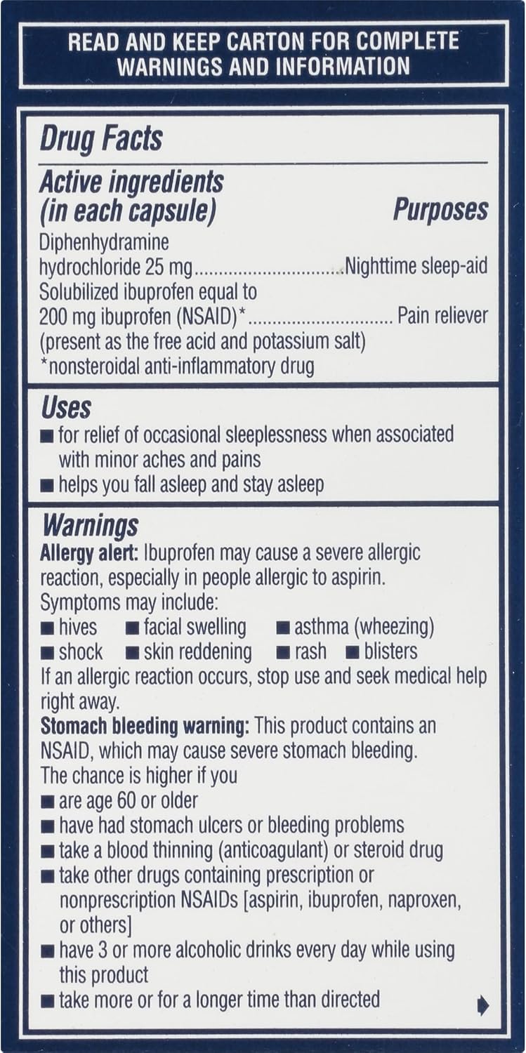 Advil PM Liqui-Gels Pain Reliever and Nighttime Sleep Aid, Pain Medicine with Ibuprofen for Pain Relief and Diphenhydramine HCL for a Sleep Aid - 40 Liquid Filled Capsules - Back to College - Image 20