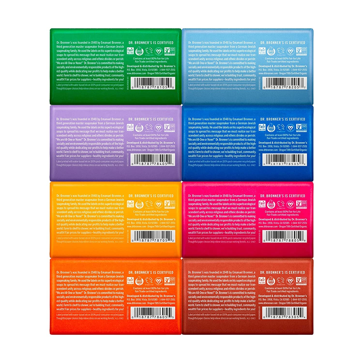Dr. Bronner's Pure-Castile Magic Bar Soap (5 oz Variety Pack) Almond, Unscented, Lavender, Peppermint, Citrus, Rose, Tea Tree, & Eucalyptus - Made with Regenerative Organic Certified Oils, Vegan - Image 2