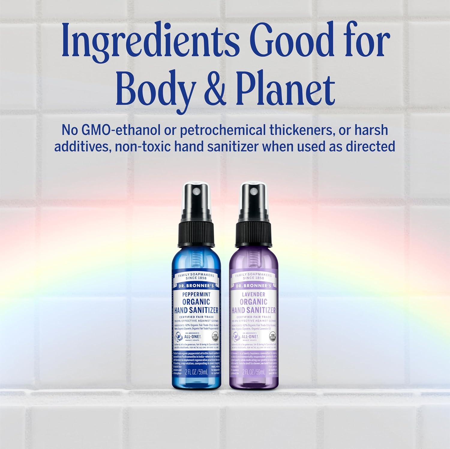 Dr. Bronner's - Organic Hand Sanitizer Spray (Lavender, 2 Ounce, 2-Pack) - Simple and Effective Formula, Cleanses & Sanitizes, No Harsh Chemicals, Moisturizes and Cleans Hands - Image 8