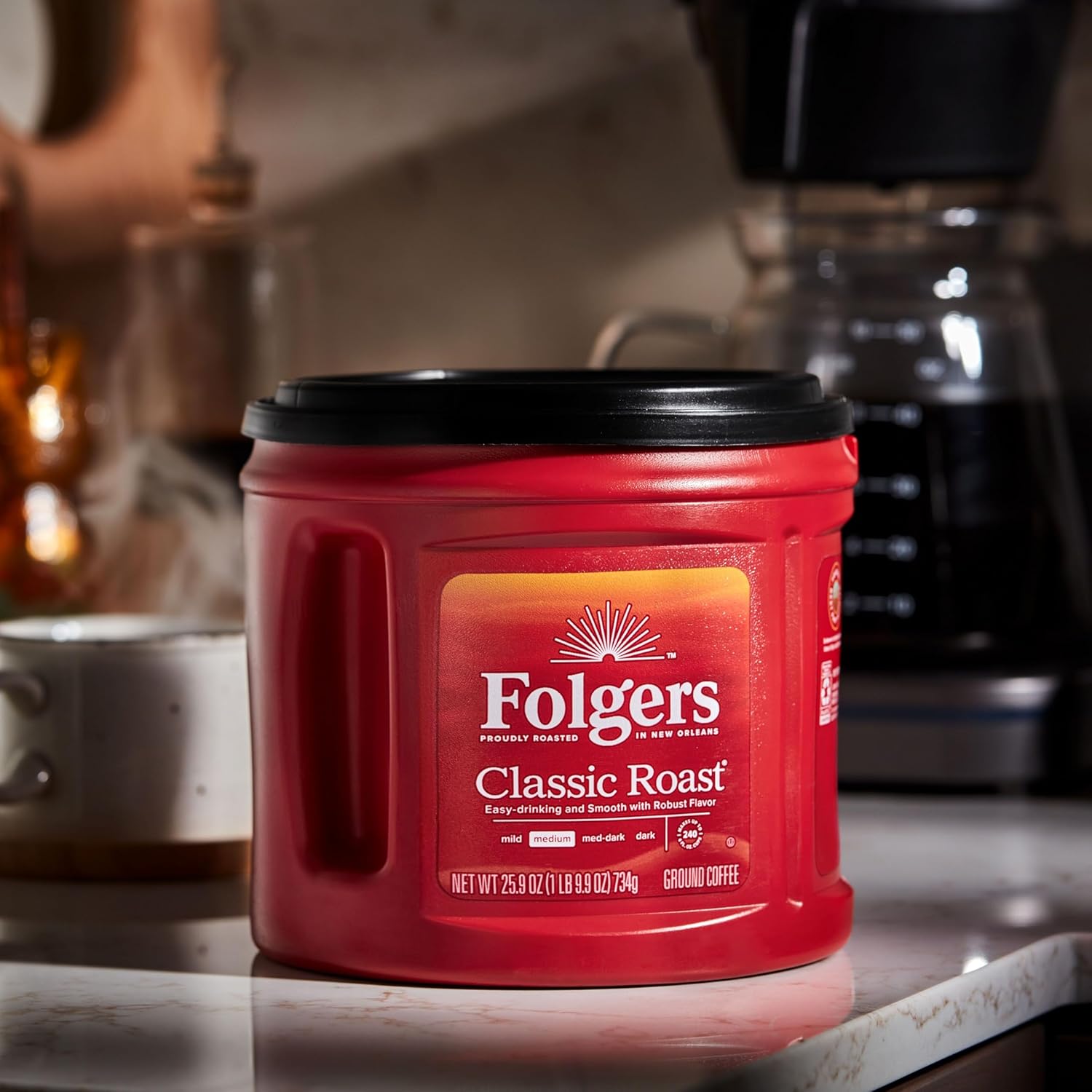 Folgers Classic Roast Ground Coffee, Medium Roast, 25.9 Oz. Canister (Pack of 6) - Image 6