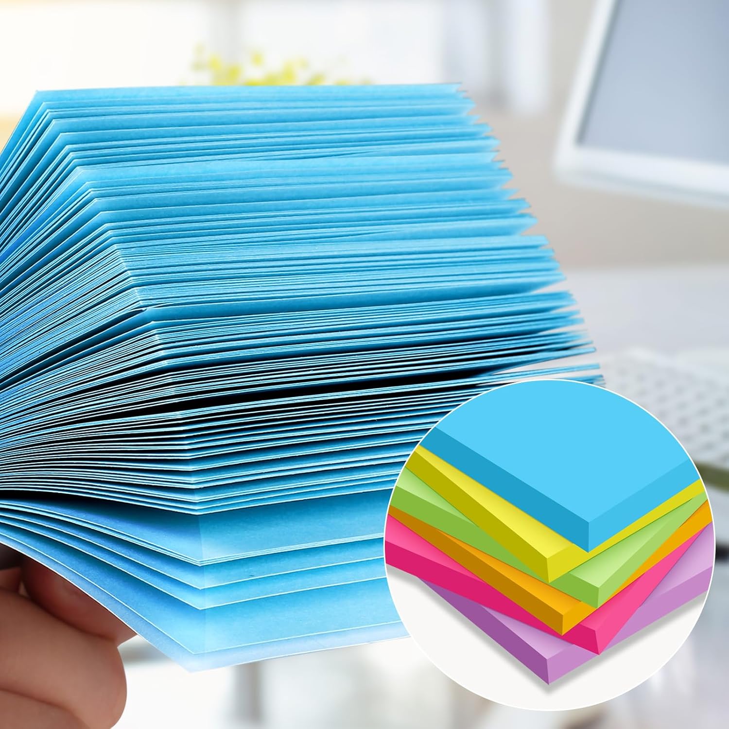 48 Pads Sticky Notes 3x3 in, 42 Sheets/Pad, 2016 Sheets Total - Super Sticky, Bright Colors, Sturdy Recyclable Paper Box, Shareable Bulk Pack for Office, School & Home - Image 5