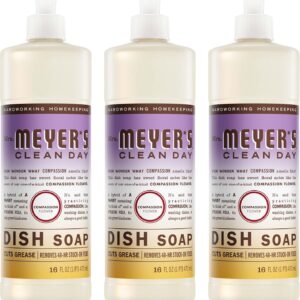 MRS. MEYER’S CLEAN DAY Liquid Dish Soap, Compassion Flower Scent, 16 Fl Oz Bottle – 3 Pack