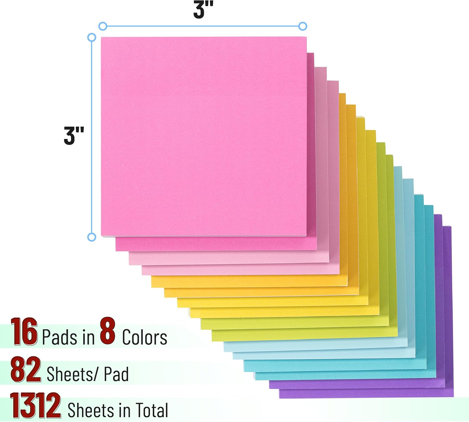 Mr. Pen- Sticky Notes, 3"x3", 16 Pads, 1300 Sheets, Prism's Reverie, Sticky Notes Bulk, Self-Stick Note Pads, Perfect for Office, School, Home, Study & Organization - Image 3