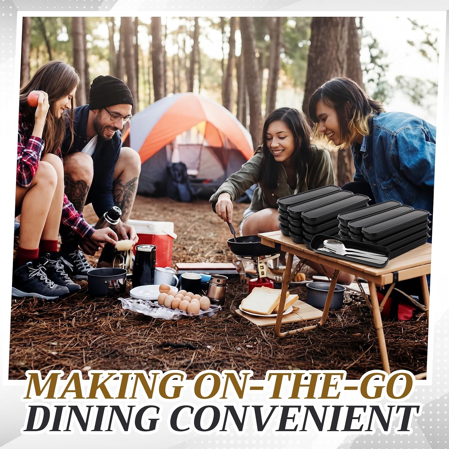 Lothee 20 Pack Travel Utensils with Case Reusable Stainless Steel Silverware Bulk Camping Cutlery Set Include Forks Knives Spoons for Work Picnic Travel and Lunchboxes, Dishwasher Safe, Black - Image 7