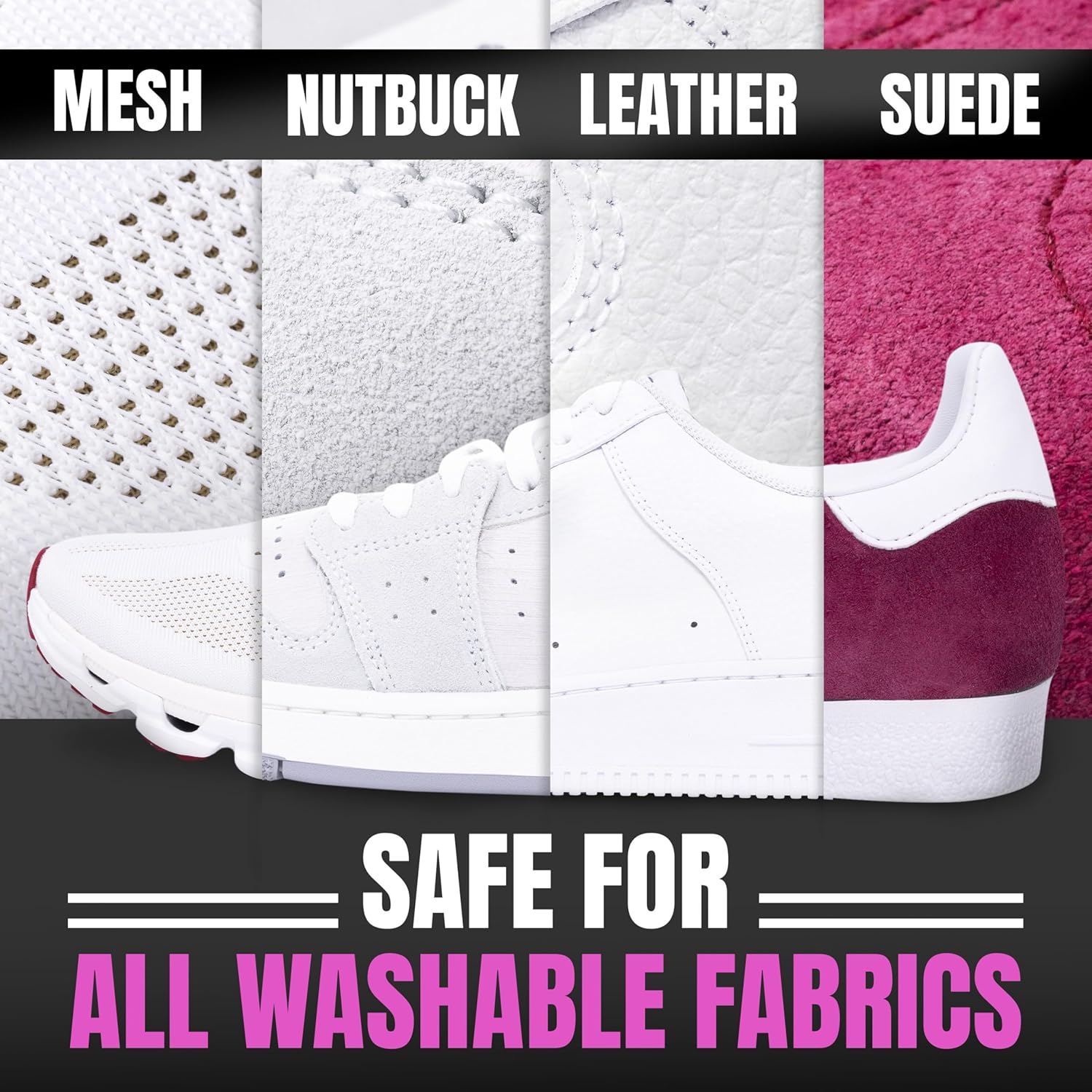 Pink Miracle Shoe Cleaner Kit with Bottle and Brush For Fabric Cleaner For Leather, Whites, Suede and Nubuck Sneakers - Image 5