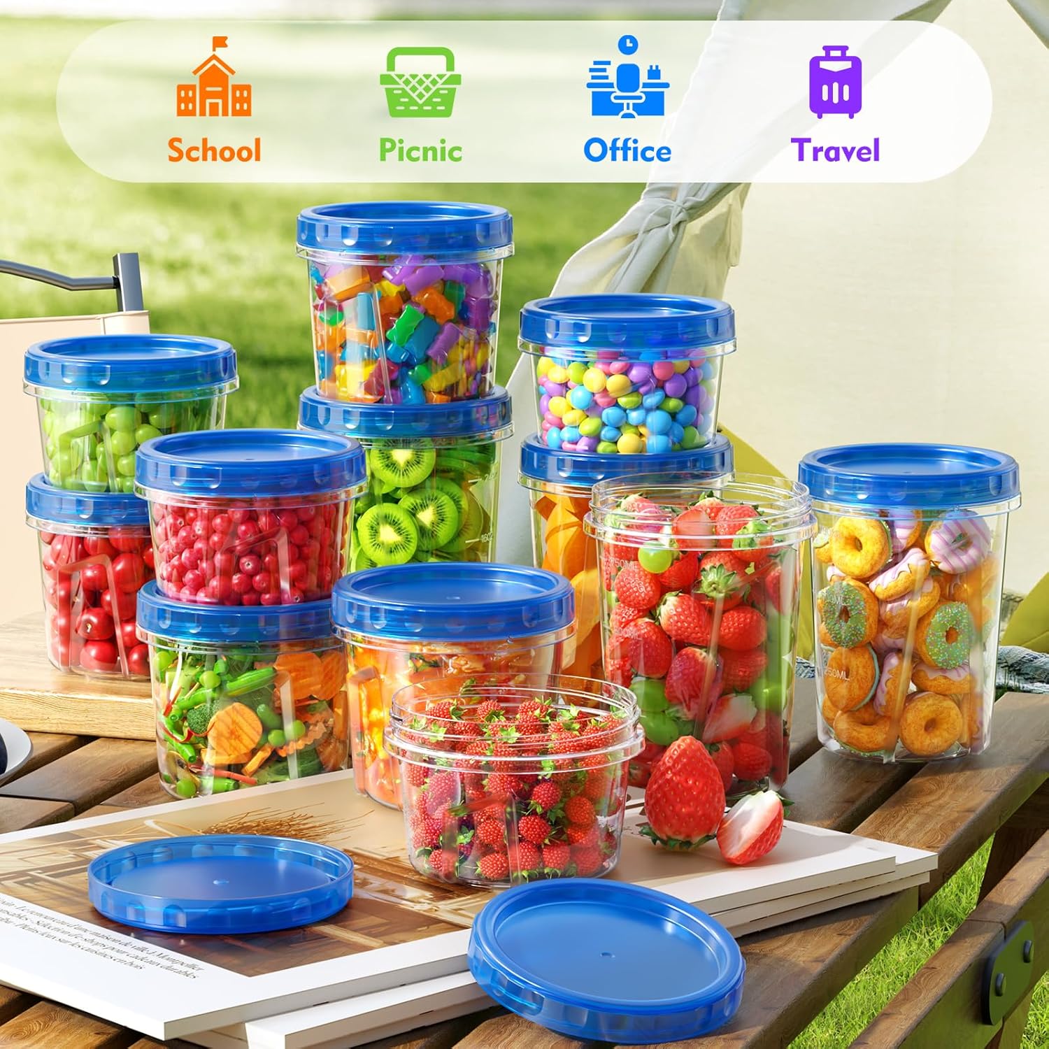 BiuLeon 12 Pack- 34/24/17oz Freezer Storage Containers, Plastic Food Storage Containers with Twist Top Lids, BPA Free and Reusable Soup Containers with Lids, Leakproof/Microwave/Dishwasher Safe - Image 8