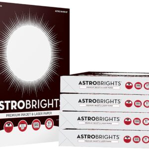 Astrobrights® Printer & Copy Paper, 8.5″ x 11″, 28lb/105gsm, 97 Brightness, White, 5 reams of 300 sheets per ream, 1,500 sheets per carton (91738-01)