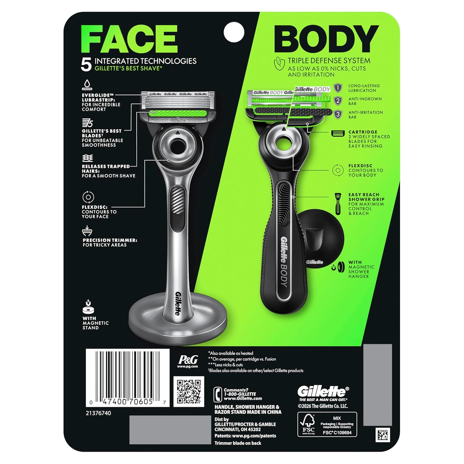 Gillette Labs Razor Duo Pack for Men, 1 Face Razor, 1 Body + Intimate Razor, 4 Razor Blade Refills (2 Face, 2 Body) - Image 12