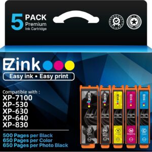 E-Z Ink Remanufactured Ink Cartridge Replacement for 410XL Ink Cartridges Combo Pack for Epson Printer Expression XP-7100 XP-830 XP-640 XP-630 XP-530 XP-635 (5 Pack, Black Cyan Magenta Yellow PBK)