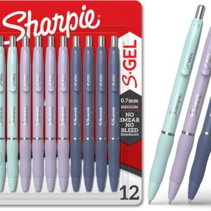 Sharpie S-Gel Gel Pens, Medium Point (0.7mm), Assorted Fashion Barrels, Black Ink, 12 Count – Office, Teacher, School Supplies