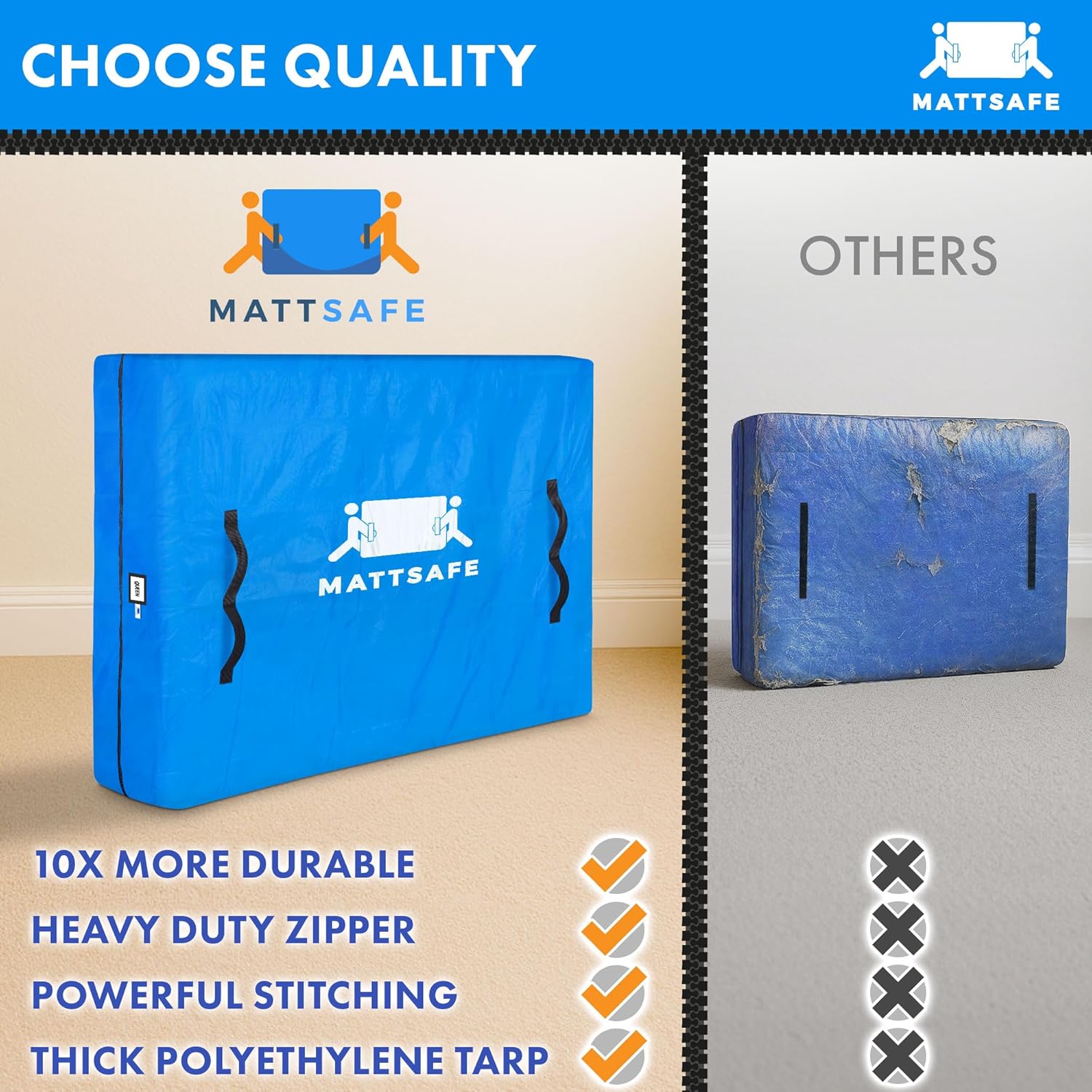 Nordic Elk Mattress Bags for Moving and Storage (Queen) Heavy Duty Moving Supplies, 8 Sturdy Handles, Strong Zipper, Mattress Cover Queen Size Bed Bags, Storage Cover Essentials Packing Protector - Image 5