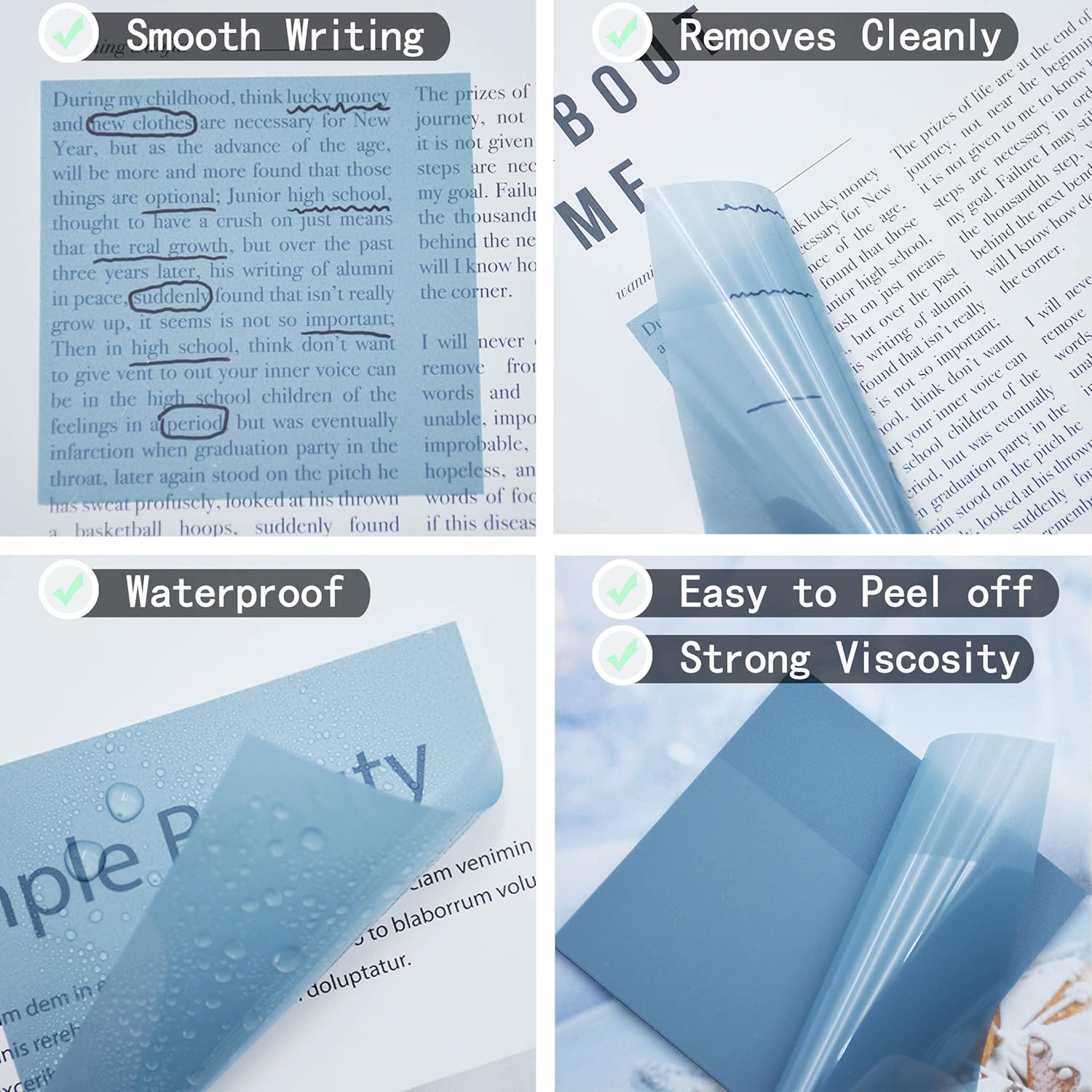 YOUDEFUL 800Pcs Transparent Sticky Notes, 3"x3" Clear Sticky Notes, Waterproof Translucent Sticky Note Pads for Books Annotation, Clear Post it Notes for Bible Study, School, Office(Morandi) - Image 4