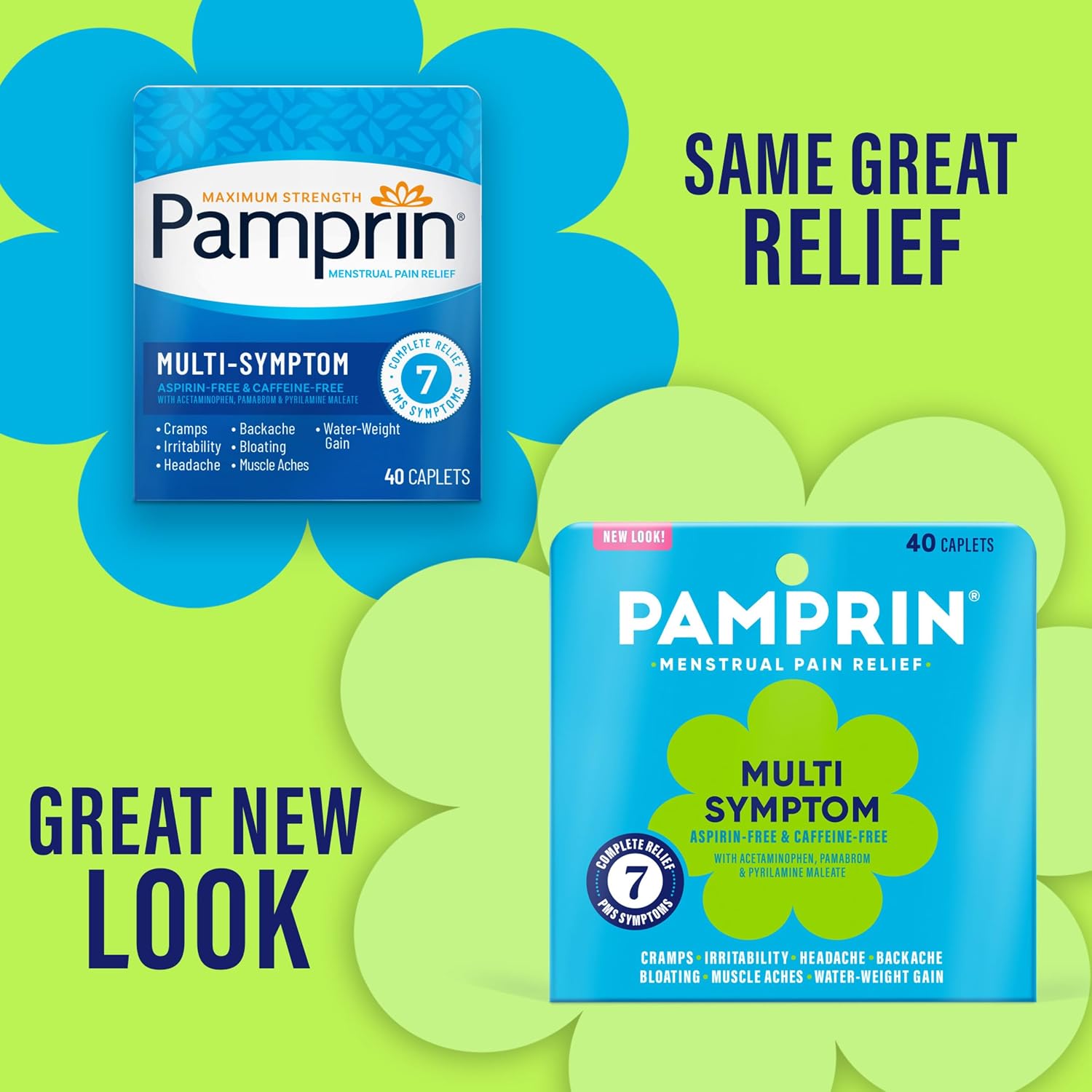 Pamprin Multi-Symptom Formula, with Acetaminophen, Menstrual Period Symptoms Relief including Cramps, Pain, Bloating, and Irritability 40 Caplets - Image 7