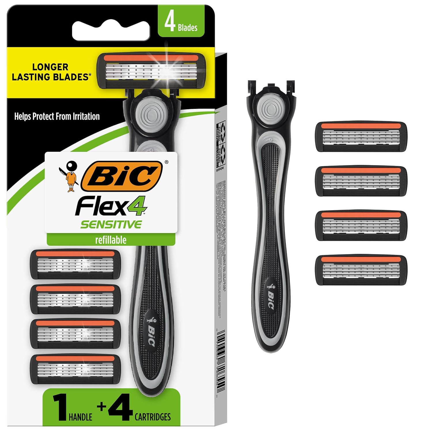BIC Flex 4 Men’s Refillable 4-Blade Razors with 1 Handle and 4 Cartridges, Pivoting Head and Lubricating Strip for Father’s Day BIC Flex 4 Men’s Refillable 4-Blade Razors with 1 Handle and 4 Cartridges, Pivoting Head and Lubricating Strip for Father’s Day