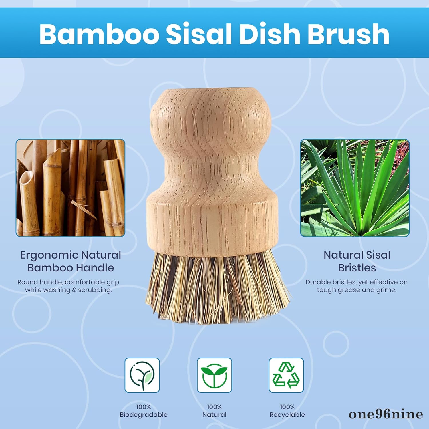 Unscented Dish Soap Liquid Hypoallergenic Cleaning Pack with 1 Natural Sisal Dish Scrub Brush & 2 Unscented Clear Liquid Dishwashing Soap With Biodegradable Formula (3 Items) - Image 2