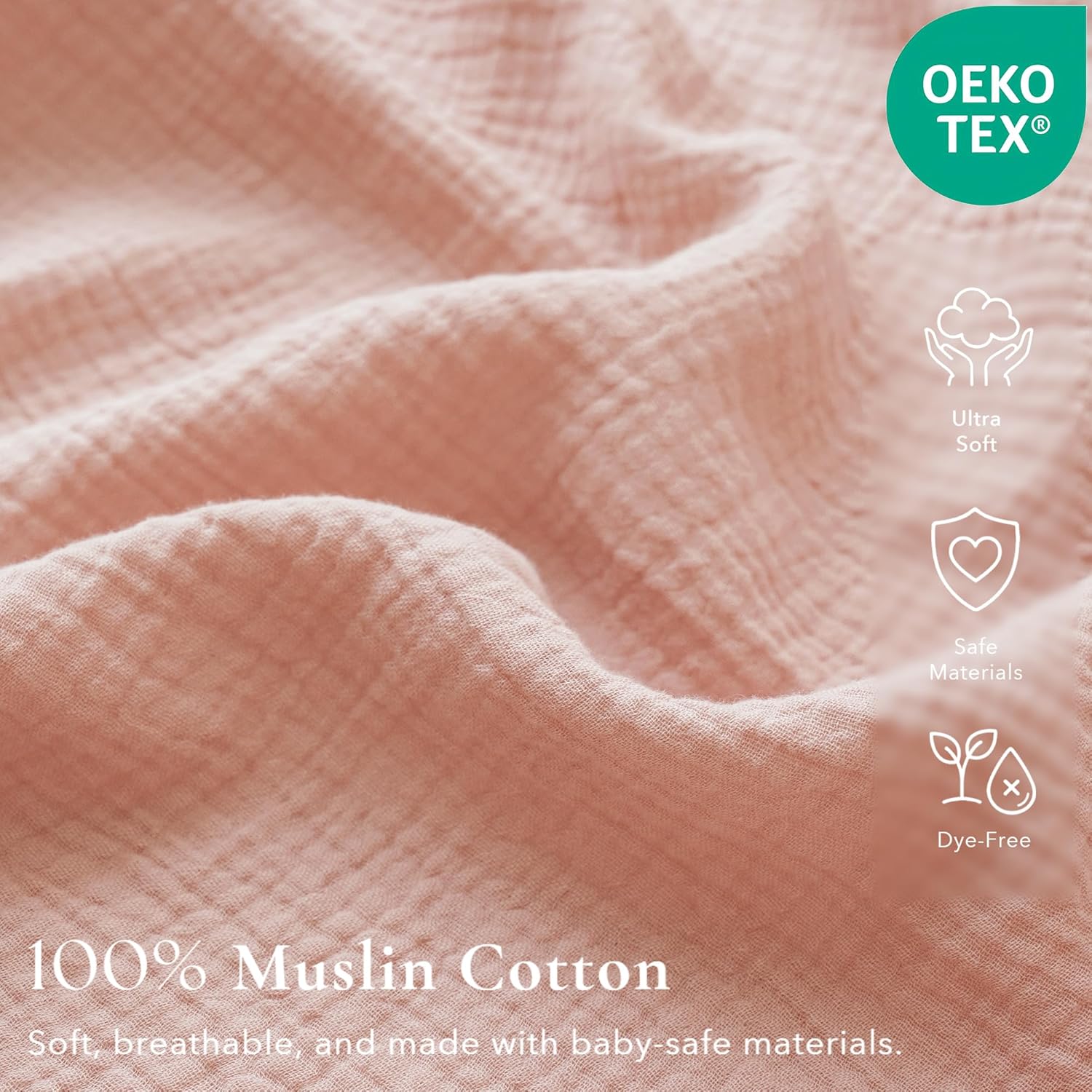 Konssy Muslin Crib Sheets for Girl Boy, 2 PCS Soft and Breathable Cotton Baby Sheets for Standard Crib Mattress, 52"x 28" (Floral, Pink) - Image 3