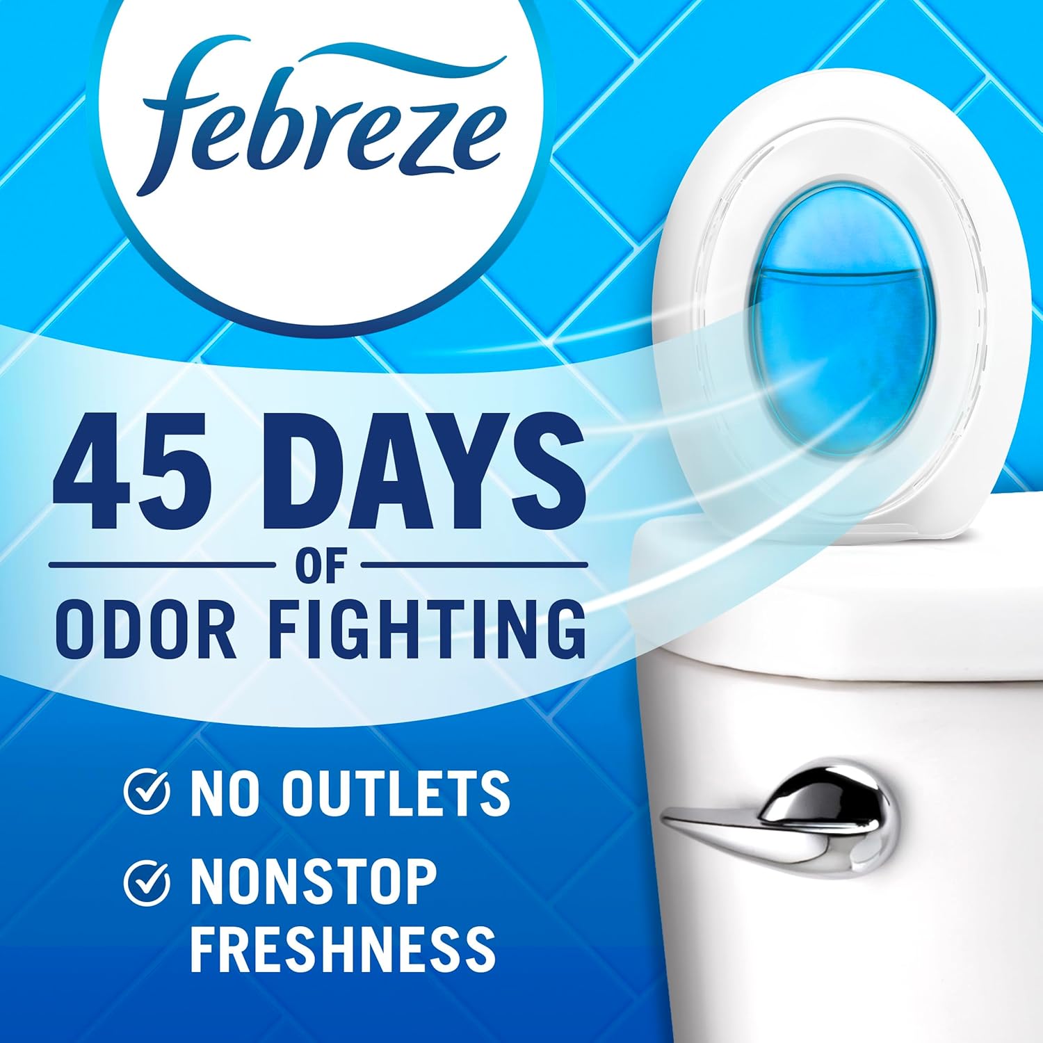 Febreze Bathroom Air Freshener, Odor-Fighting Plug-In Alternative, Home, Bathroom & Kitchen Use, Downy April Fresh Scent, 6 Count - Image 2