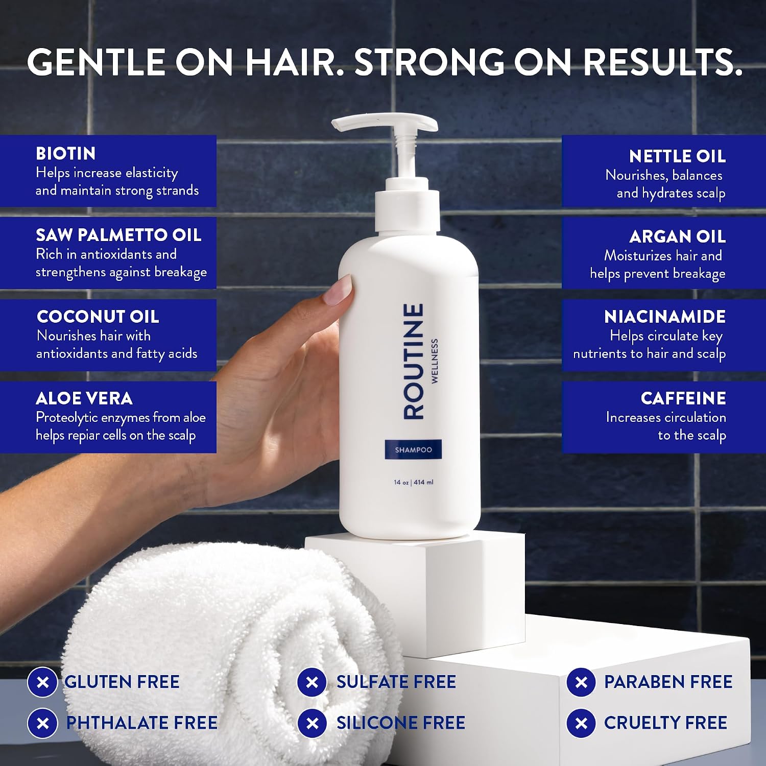 Routine Wellness Anti-Thinning Volumizing Shampoo for Thinning Hair & Hair Loss - Grow Your Confidence with Biotin & DHT Blockers - 14 oz Coconut & Vanilla - Image 5