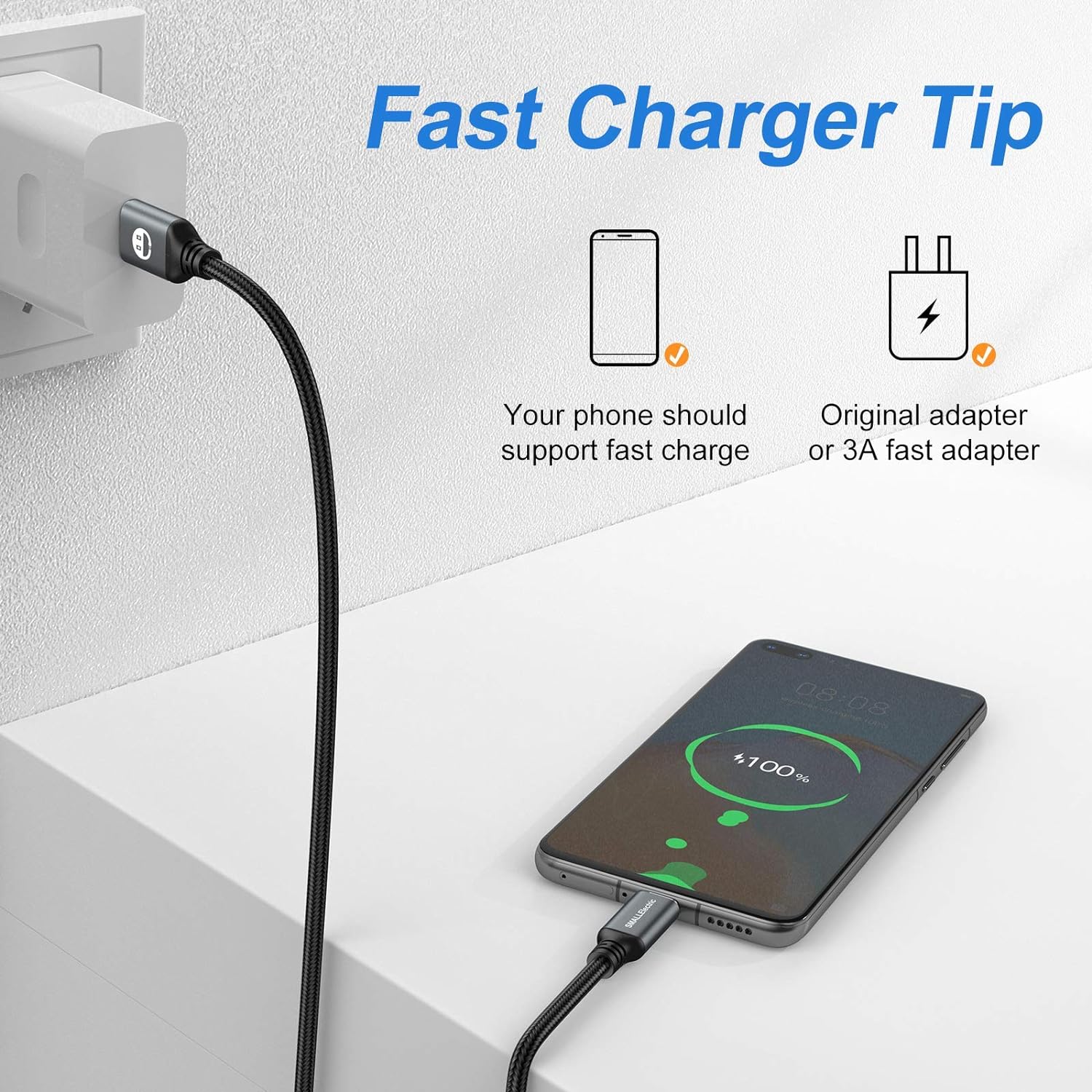 USB Type-C to A Cable 5pack 6ft Braided Fast Charging 3A Quick Charger Cord, 6 Foot Compatible iPhone 17/17 Pro/16e/16/15 Pro Max,Samsung Galaxy S10 S9 S8 Plus, Note 10 9 8, LG V50 V40 G8 G7(Grey) - Image 7