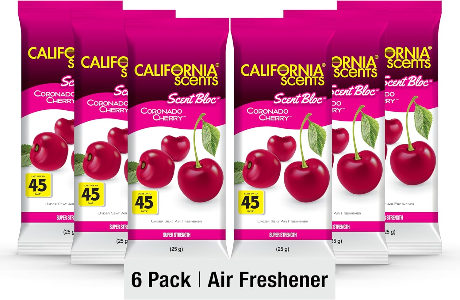 California Scents Power Bloc Car Air Freshener, Coronado Cherry Scent, 6 Pack